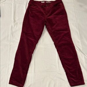 Mossimo Denim Women's Burgundy Red Skinny High Rise Velvet Pants Super Stretch